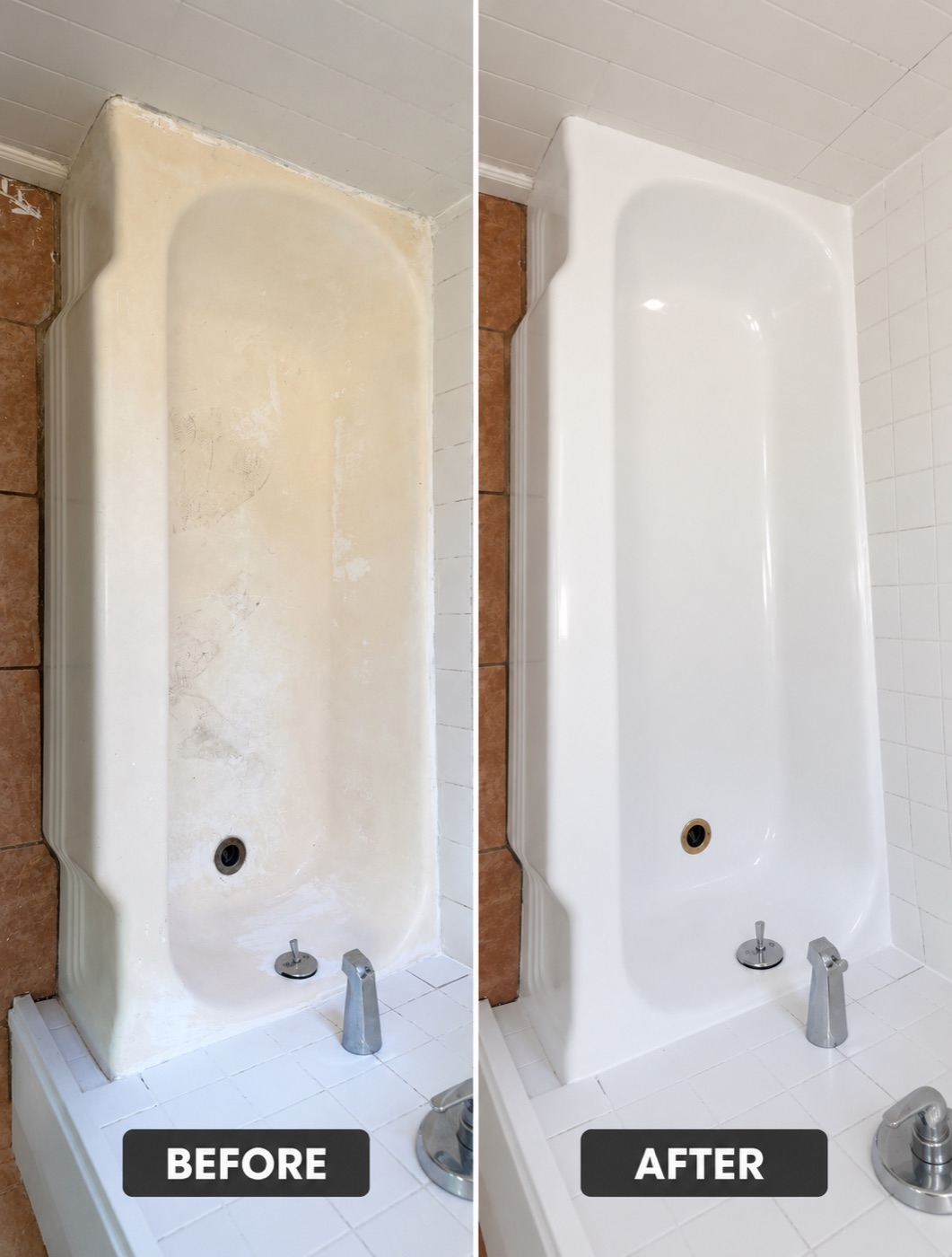 Box de chuveiro antes e depois do refinamento